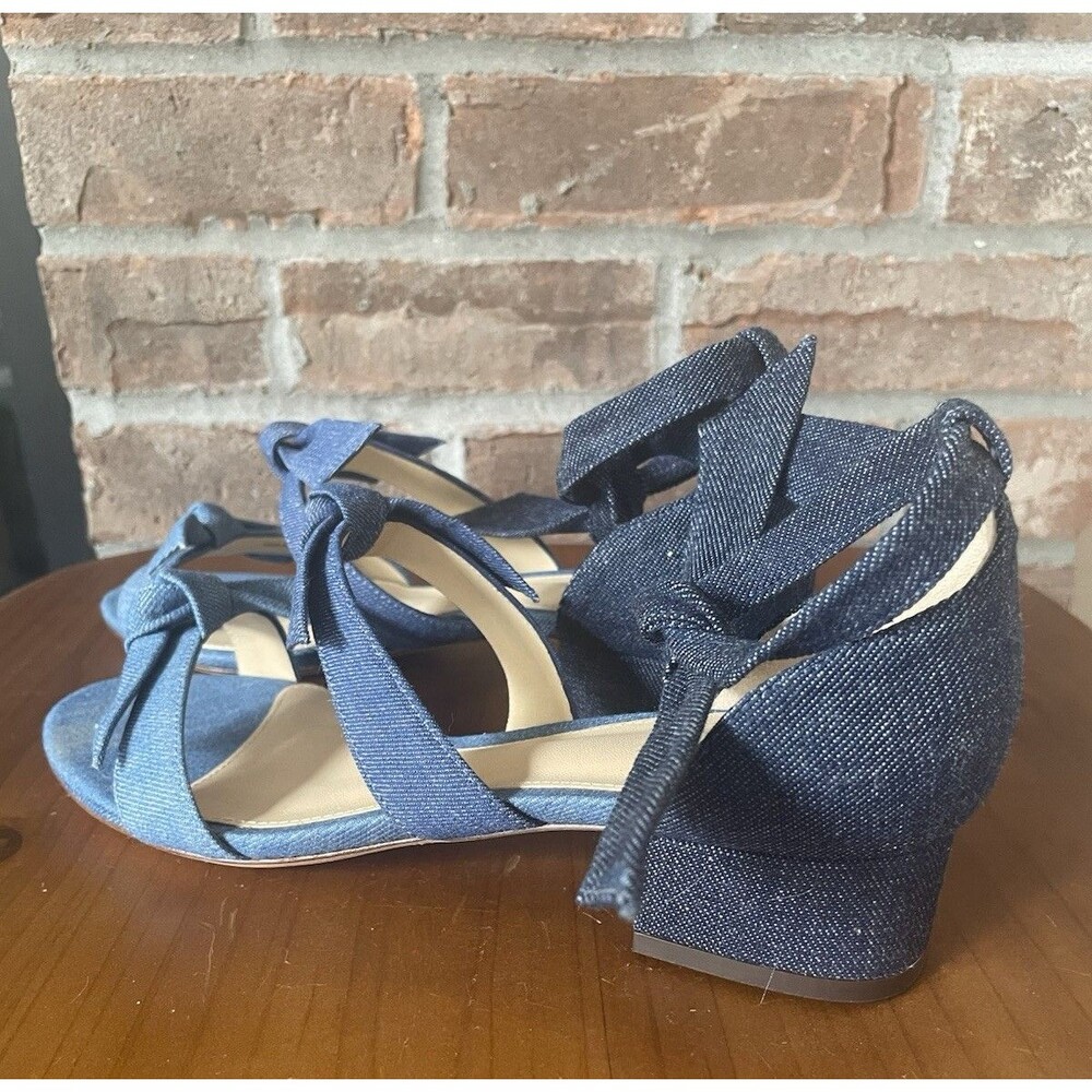 Alexandre Birman Heel Sandals Size 37 Blue Denim Bow Ankle Wrap MSRP $395 - Picture 4 of 13